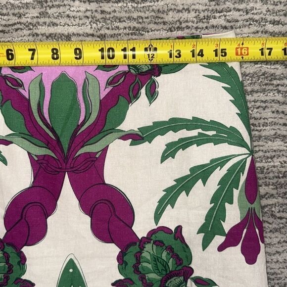 New Caroline Constas multicolor palm tropical Linen Pink Green Midi Skirt Medium - Picture 7 of 13